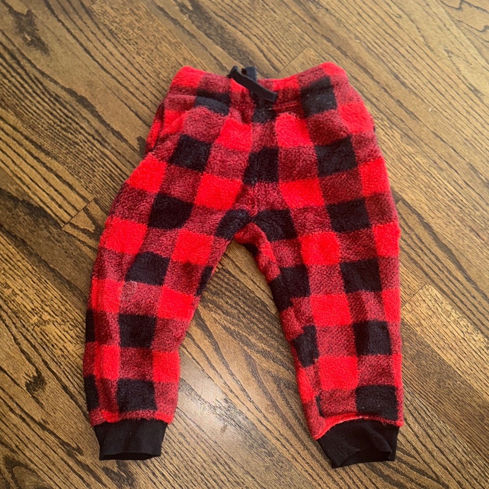 Cat & Jack Red and Black Checkered Fleece Pants